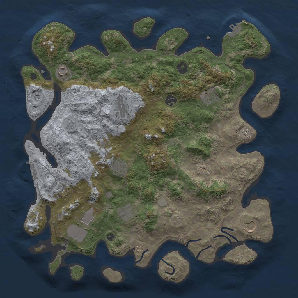Rust Map: Procedural Map, Size: 4000, Seed: 111460, 19 Monuments