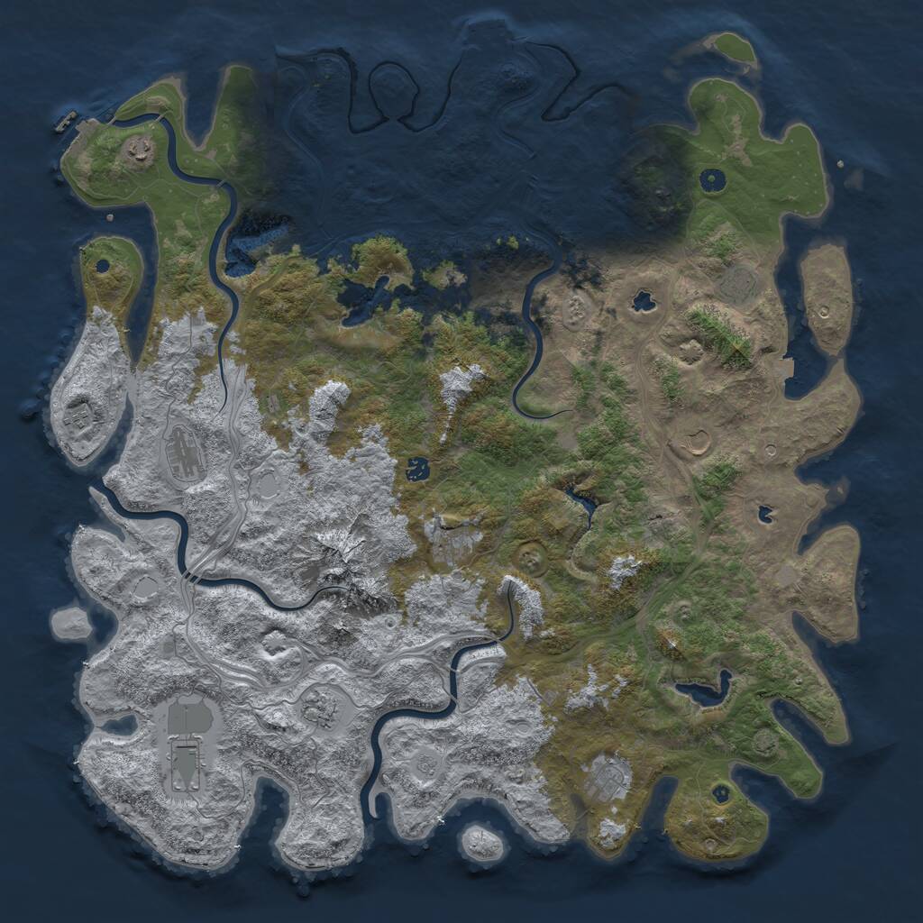 Rust Map: Procedural Map, Size: 5500, Seed: 33030, 17 Monuments