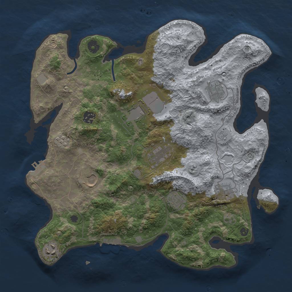 Rust Map: Procedural Map, Size: 3550, Seed: 741012, 18 Monuments