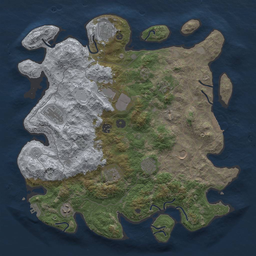 Rust Map: Procedural Map, Size: 4000, Seed: 56485164, 19 Monuments