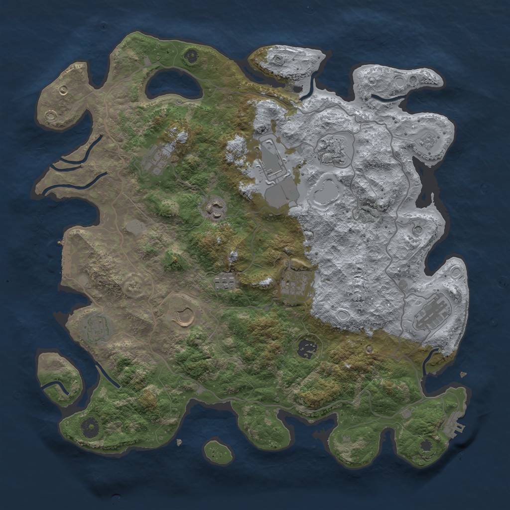 Rust Map: Procedural Map, Size: 4000, Seed: 250000, 19 Monuments