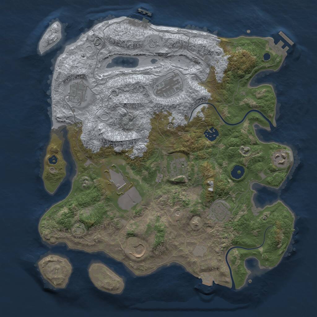 Rust Map: Procedural Map, Size: 3550, Seed: 447163, 14 Monuments