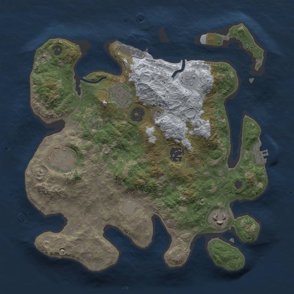 Rust Map: Procedural Map, Size: 3000, Seed: 1280202086, 13 Monuments