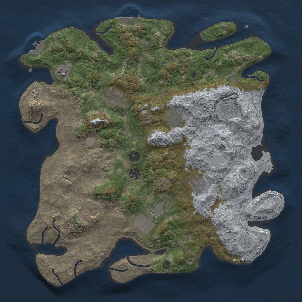 Rust Map: Procedural Map, Size: 4000, Seed: 1615474548, 18 Monuments