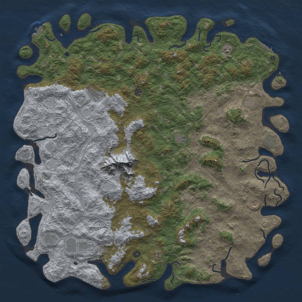 Rust Map: Procedural Map, Size: 6000, Seed: 454409506, 20 Monuments