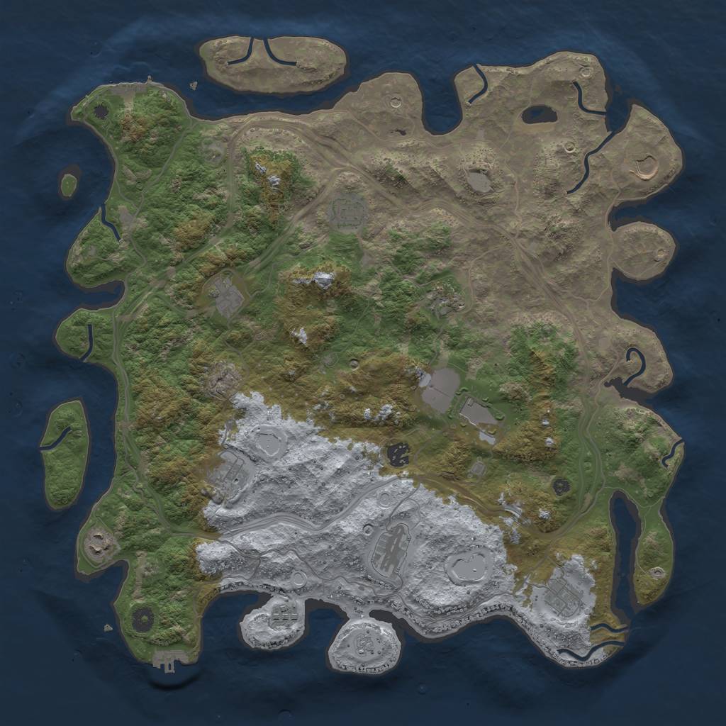 Rust Map: Procedural Map, Size: 4500, Seed: 1335079927, 20 Monuments