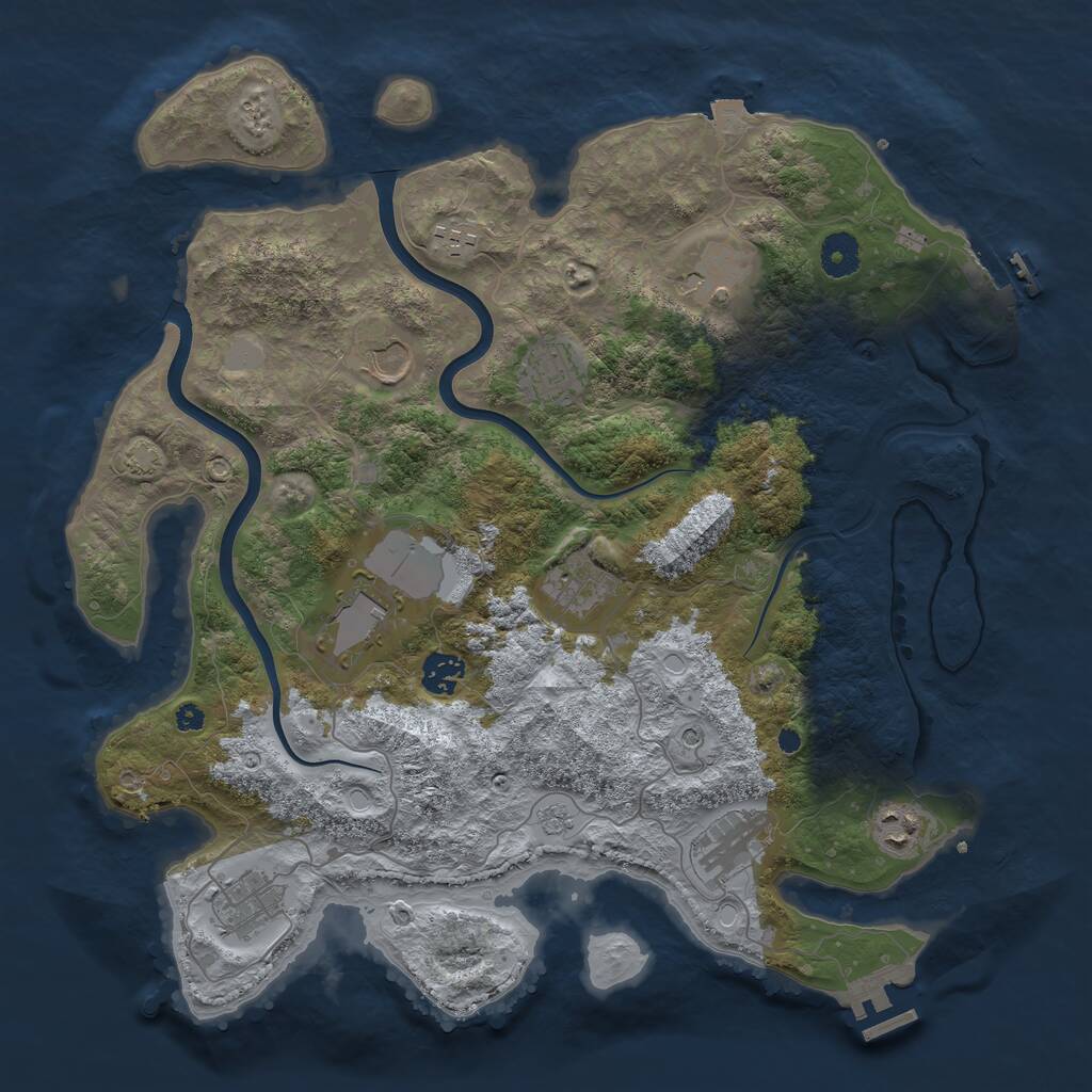 Rust Map: Procedural Map, Size: 3850, Seed: 97223, 16 Monuments