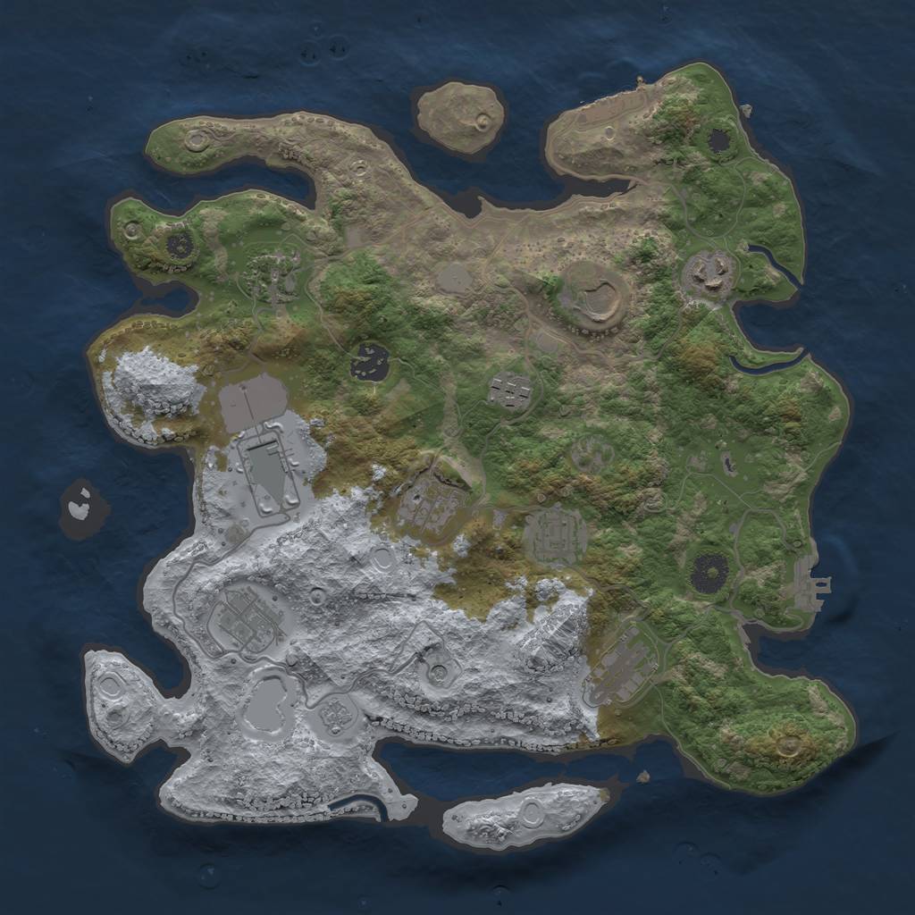 Rust Map: Procedural Map, Size: 3500, Seed: 1765342829, 19 Monuments