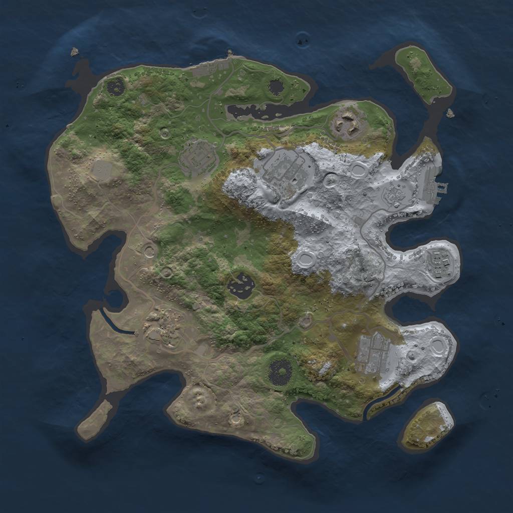 Rust Map: Procedural Map, Size: 3000, Seed: 9781, 16 Monuments