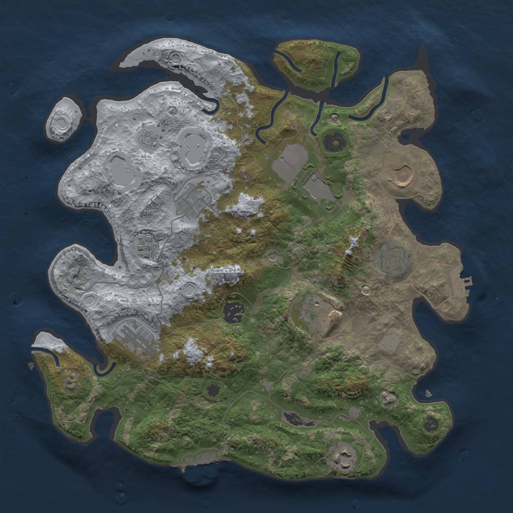 Rust Map: Procedural Map, Size: 3550, Seed: 621794, 18 Monuments