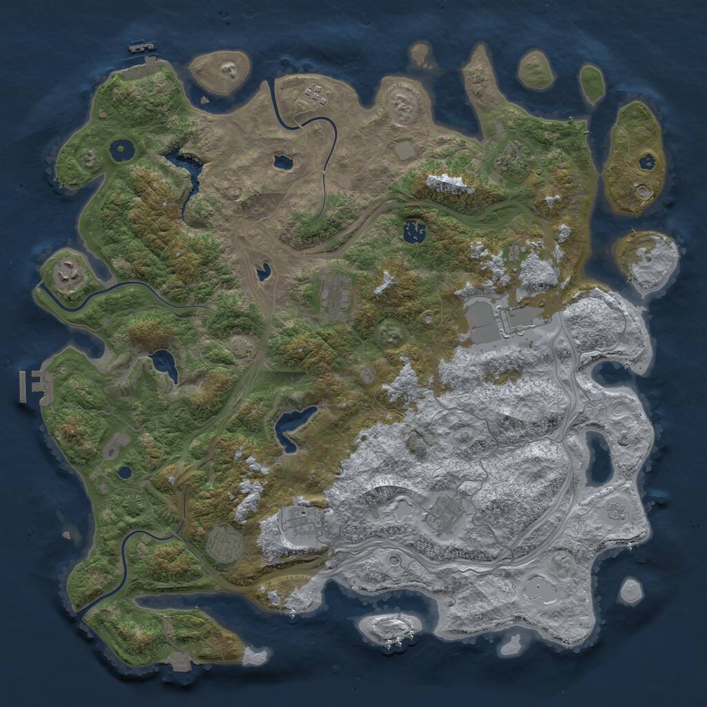 Rust Map: Procedural Map, Size: 4500, Seed: 1429647767, 15 Monuments