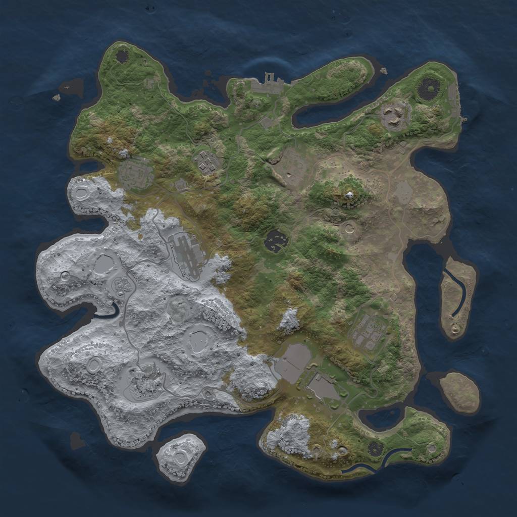 Rust Map: Procedural Map, Size: 3500, Seed: 2379370, 18 Monuments