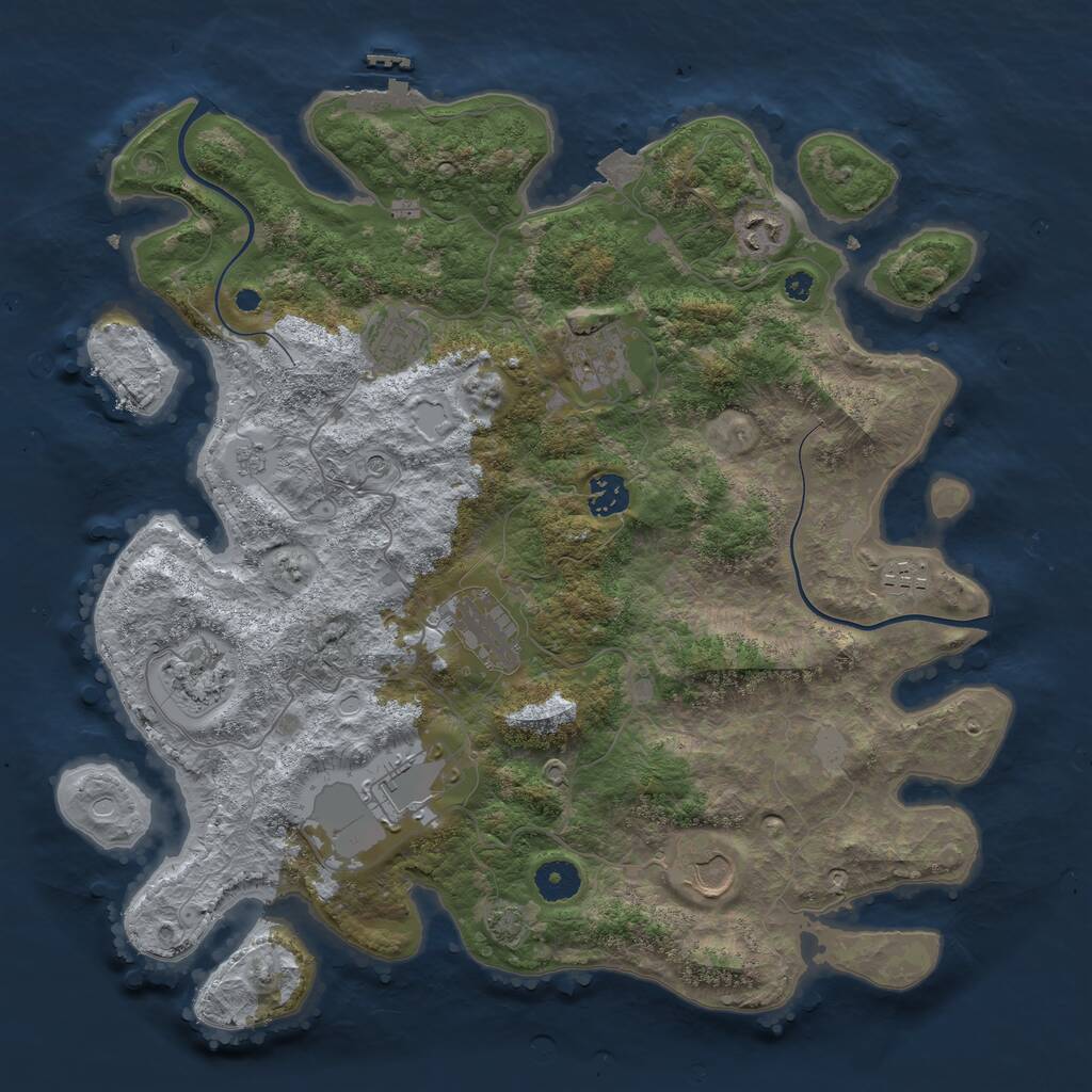 Rust Map: Procedural Map, Size: 3850, Seed: 2062695691, 14 Monuments
