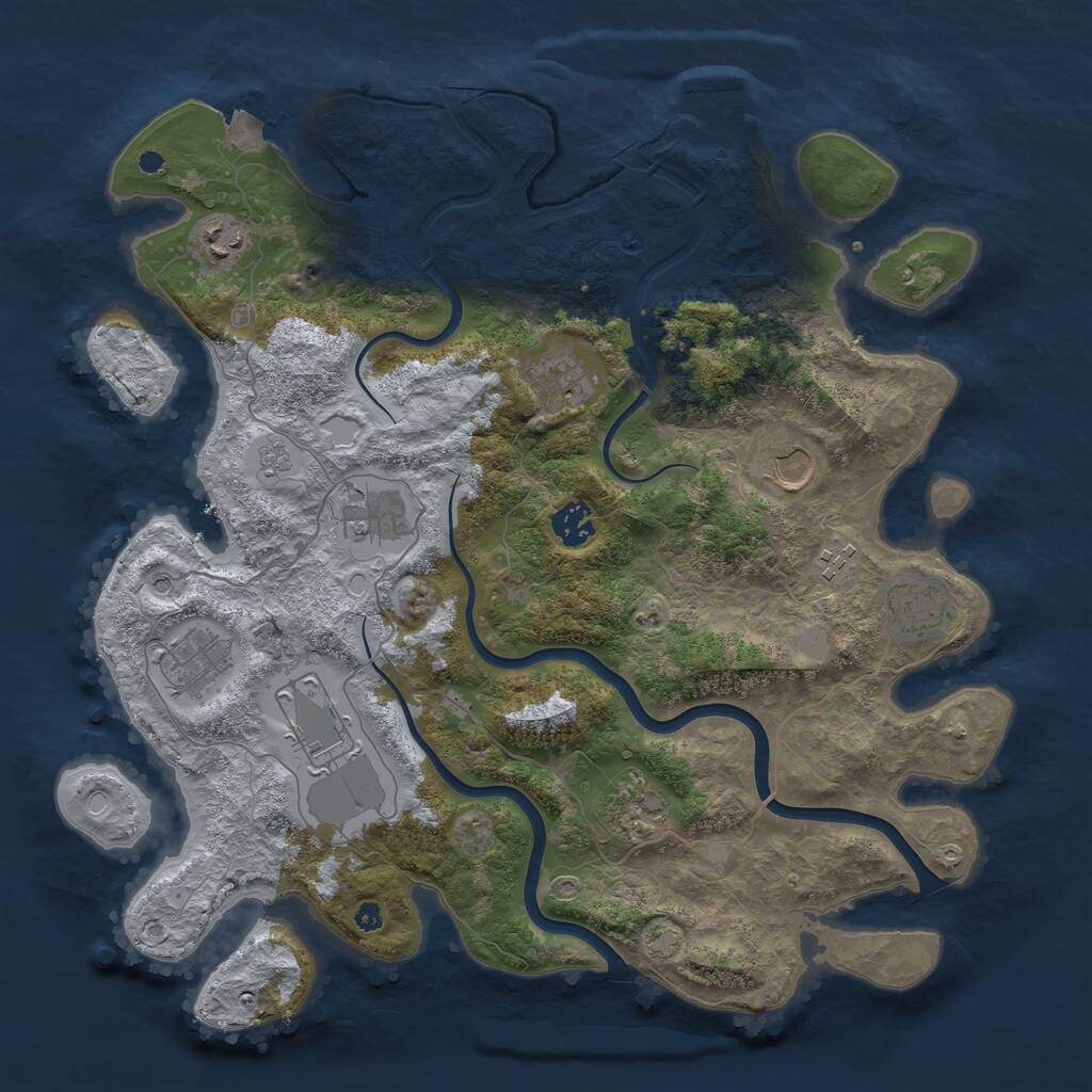 Rust Map: Procedural Map, Size: 3850, Seed: 2062695691, 15 Monuments