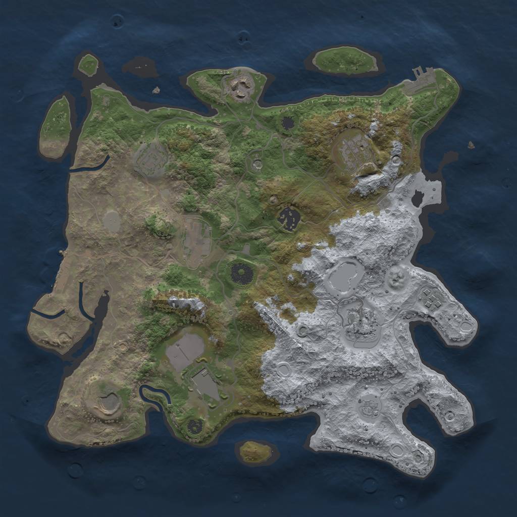 Rust Map: Procedural Map, Size: 3500, Seed: 1288527005, 18 Monuments