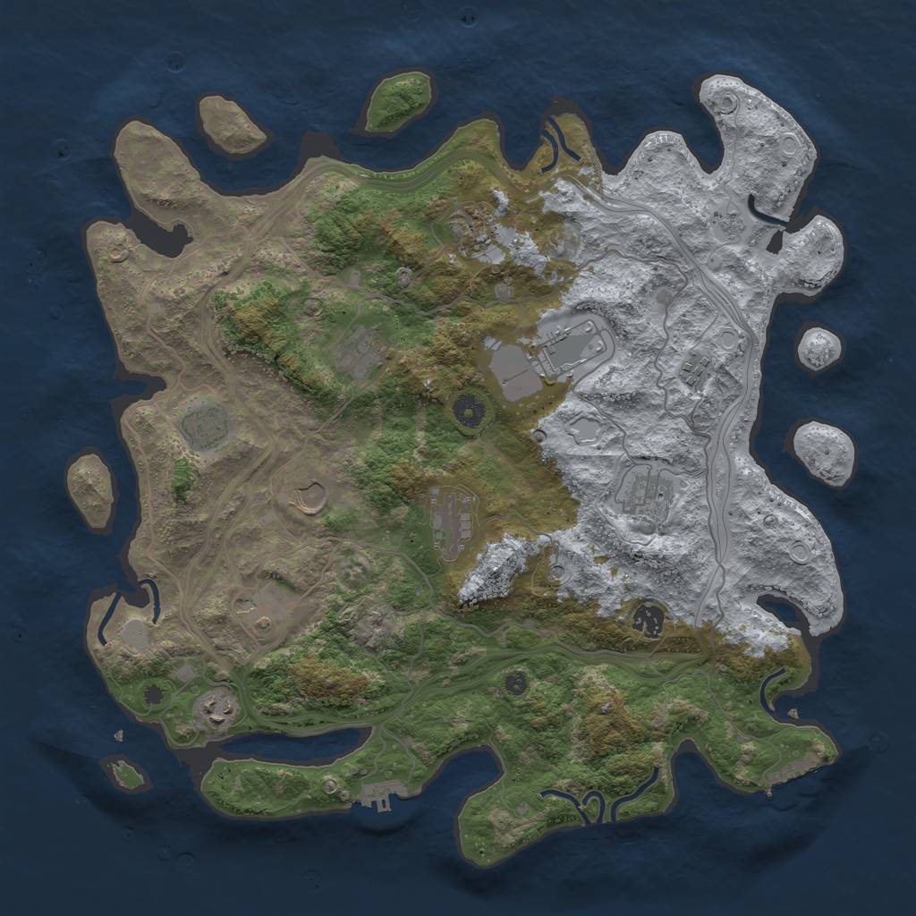 Rust Map: Procedural Map, Size: 4250, Seed: 710845643, 20 Monuments