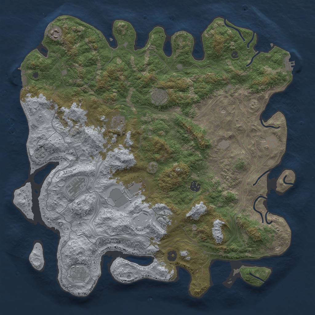 Rust Map: Procedural Map, Size: 4500, Seed: 1017424857, 19 Monuments
