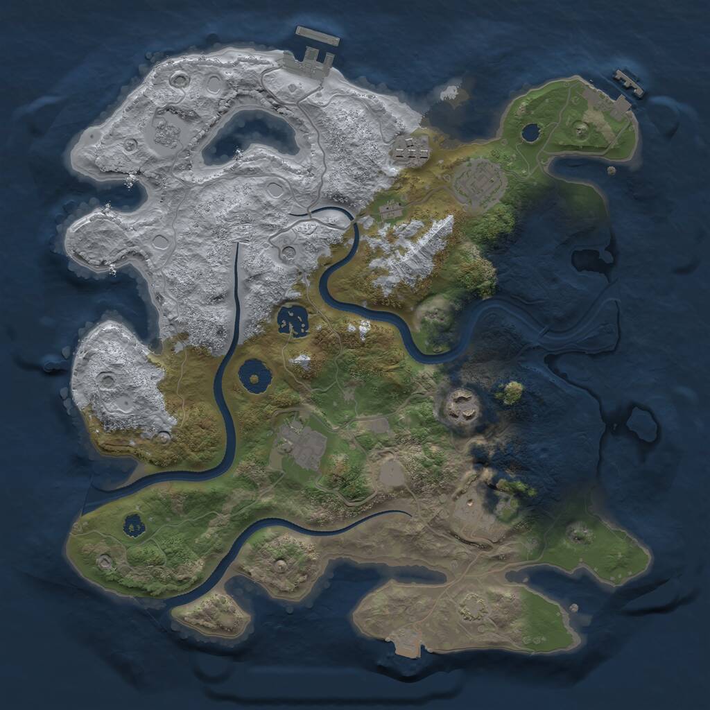 Rust Map: Procedural Map, Size: 3250, Seed: 917357419, 12 Monuments
