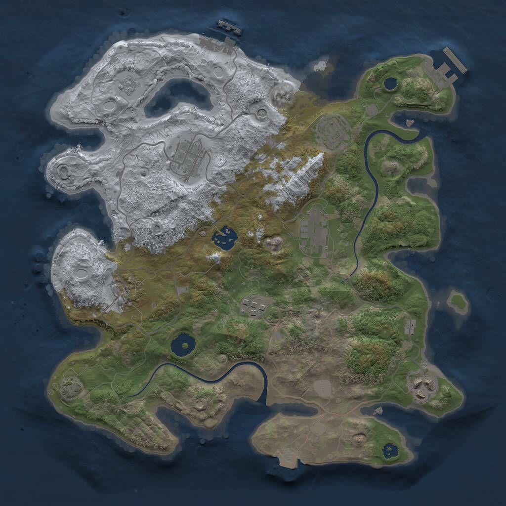 Rust Map: Procedural Map, Size: 3250, Seed: 917357419, 13 Monuments