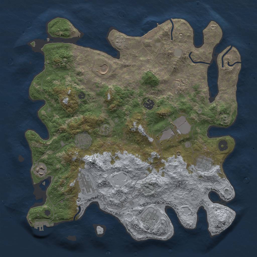 Rust Map: Procedural Map, Size: 3750, Seed: 72907653, 19 Monuments