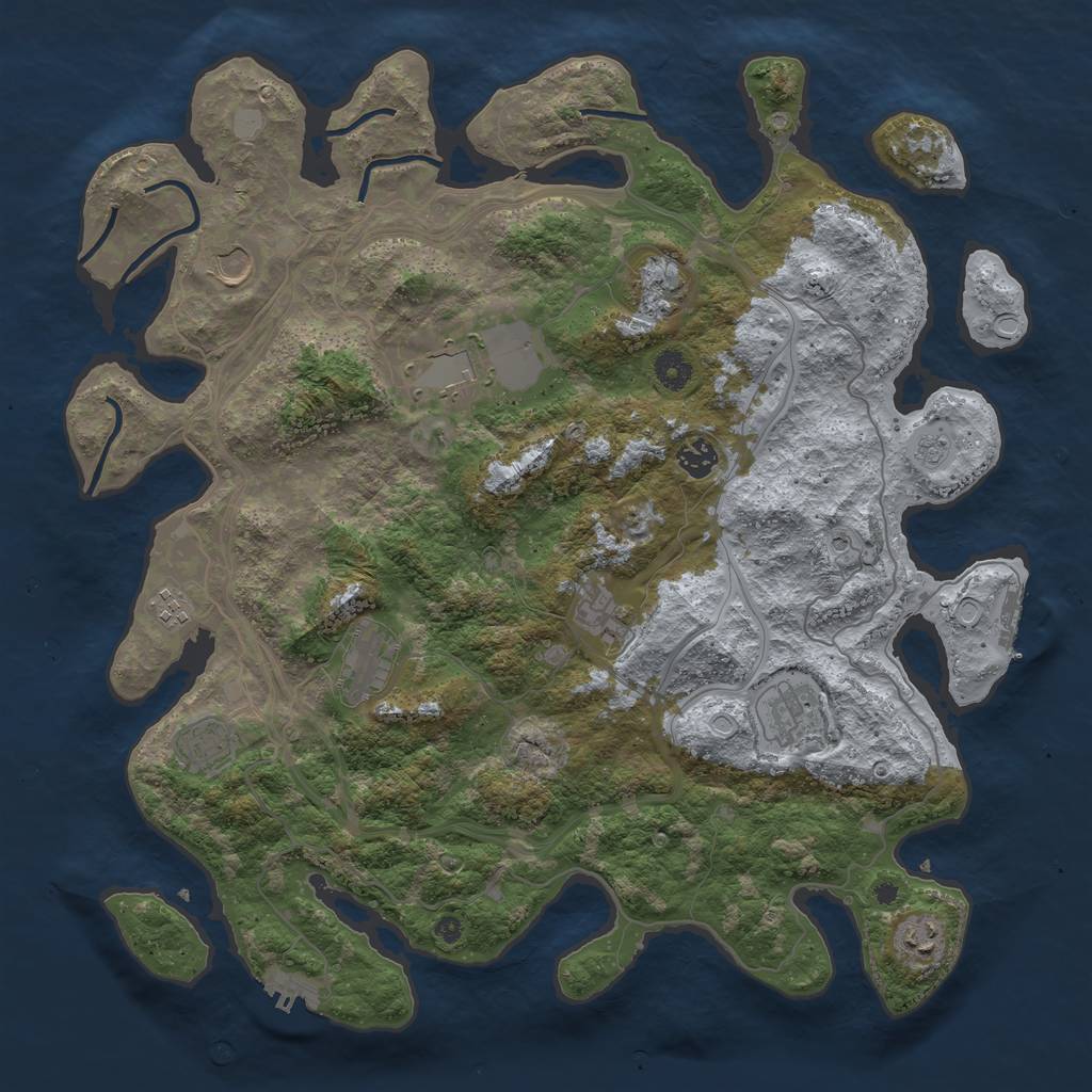 Rust Map: Procedural Map, Size: 4250, Seed: 1354030726, 19 Monuments