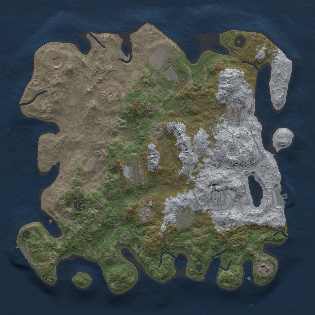 Rust Map: Procedural Map, Size: 4000, Seed: 1049817240, 19 Monuments