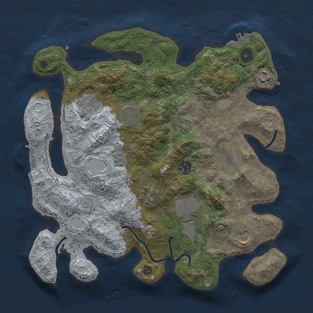 Rust Map: Procedural Map, Size: 3500, Seed: 809015908, 18 Monuments