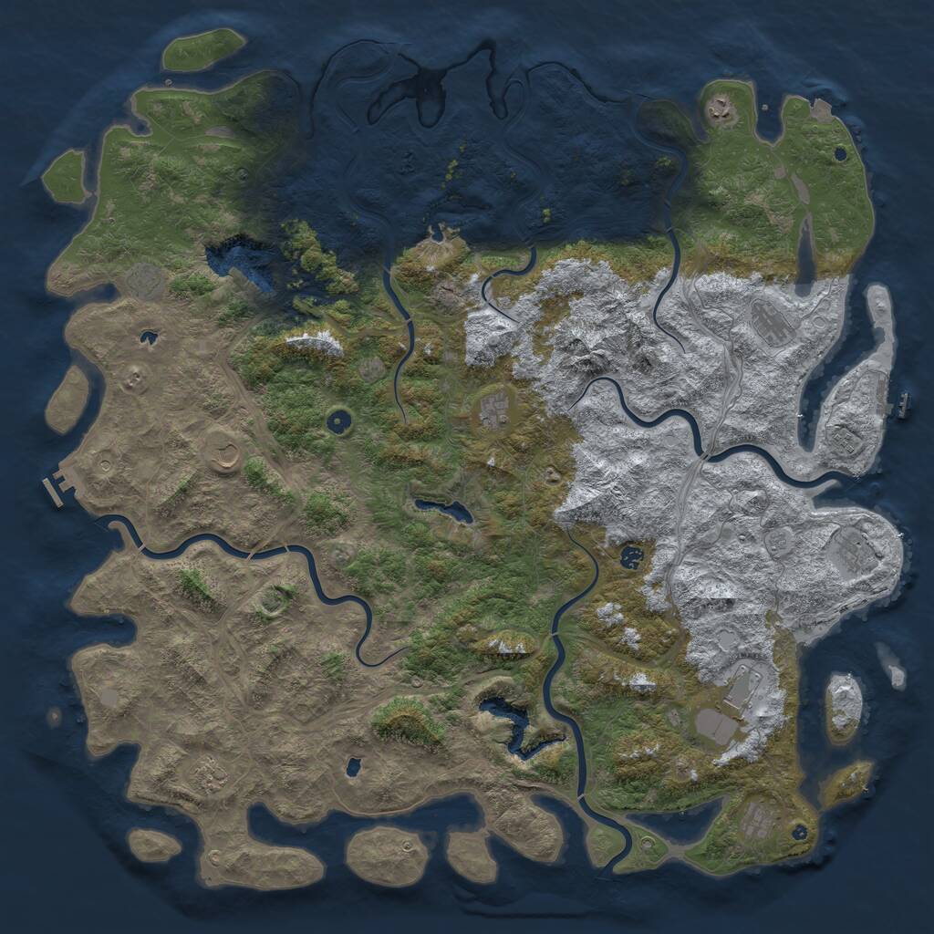Rust Map: Procedural Map, Size: 6000, Seed: 1651399410, 17 Monuments