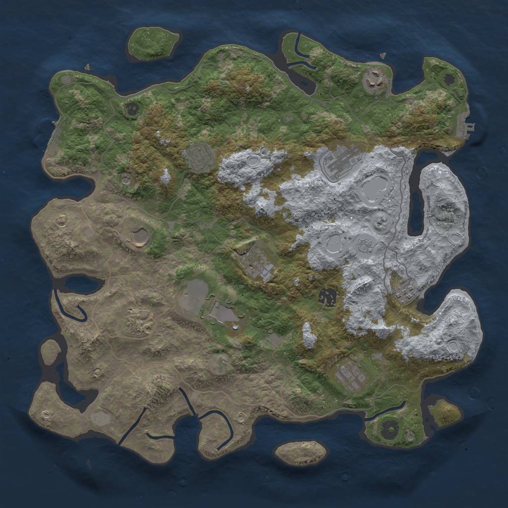 Rust Map: Procedural Map, Size: 4000, Seed: 455896337, 19 Monuments