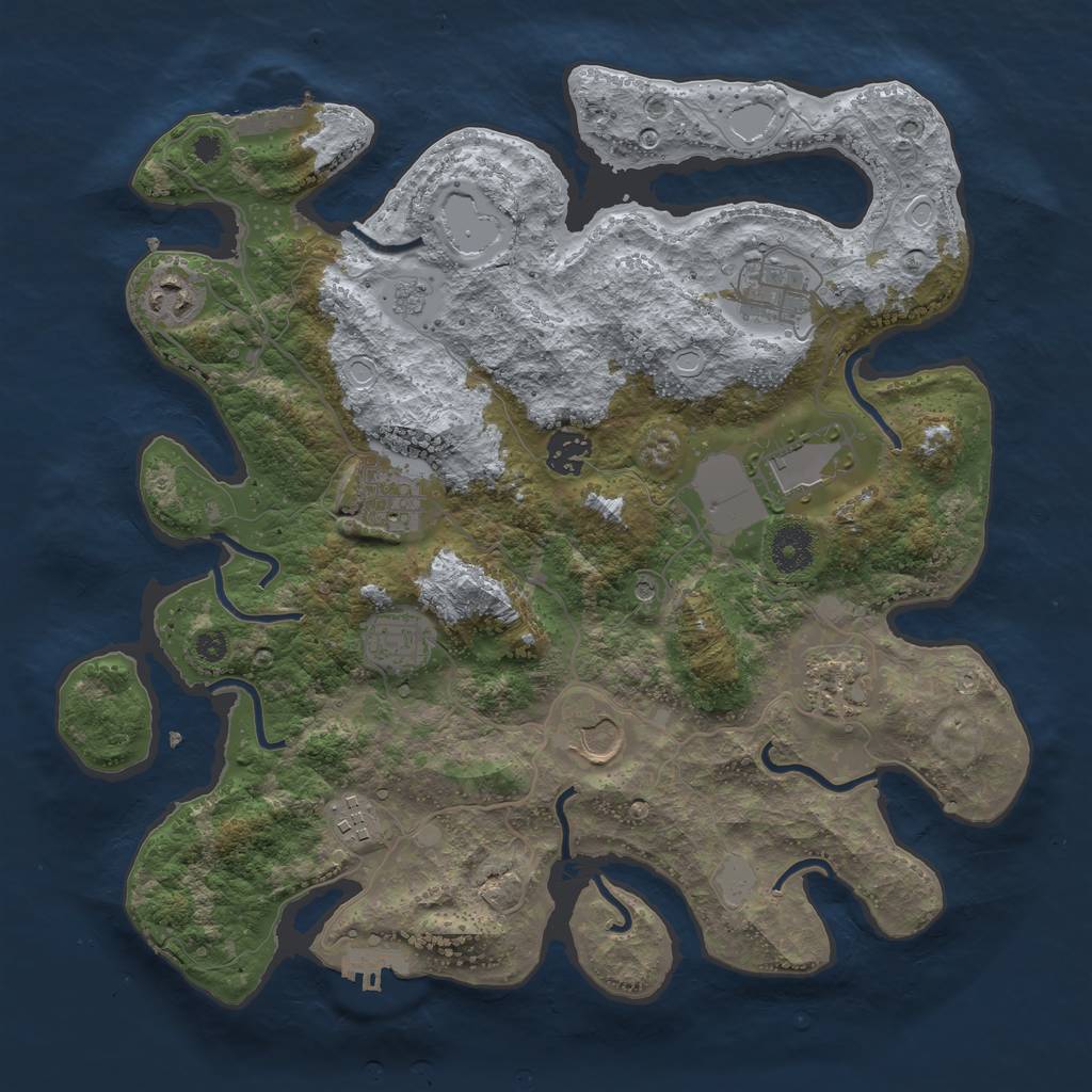Rust Map: Procedural Map, Size: 3590, Seed: 776260, 18 Monuments