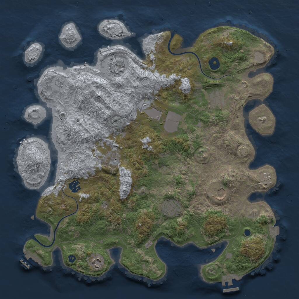 Rust Map: Procedural Map, Size: 3850, Seed: 1345922184, 15 Monuments
