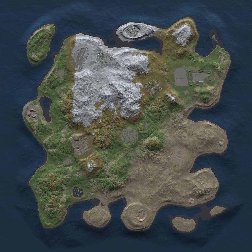 Rust Map: Barren, Size: 3500, Seed: 40213473, 13 Monuments