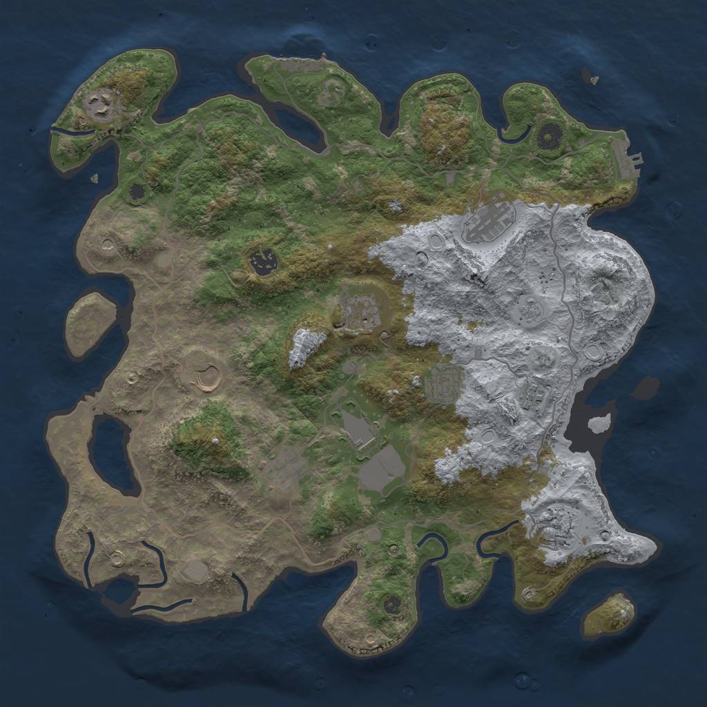 Rust Map: Procedural Map, Size: 4000, Seed: 19761, 19 Monuments