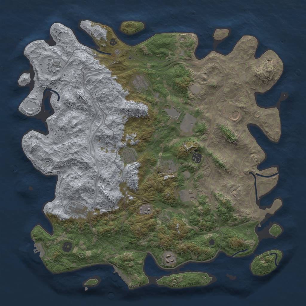 Rust Map: Procedural Map, Size: 4500, Seed: 673146729, 20 Monuments