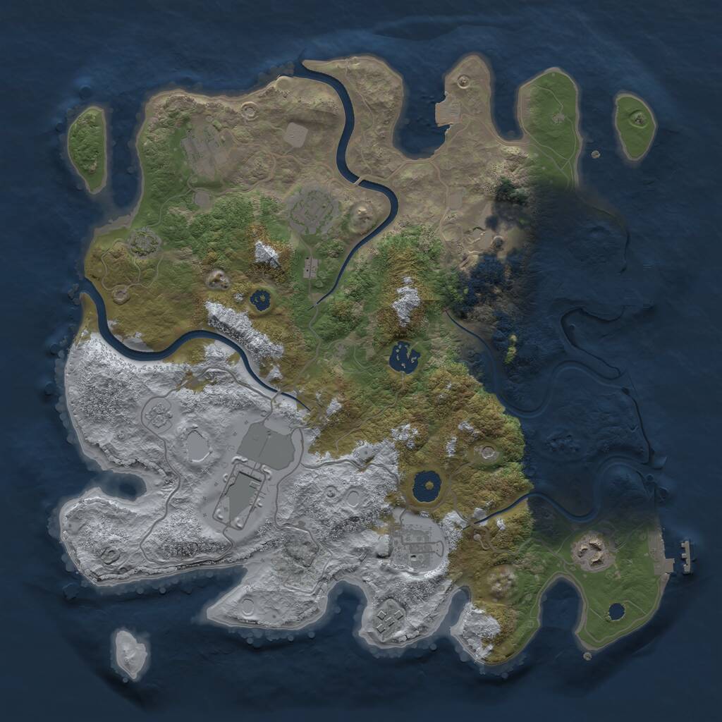 Rust Map: Procedural Map, Size: 3580, Seed: 122733, 14 Monuments