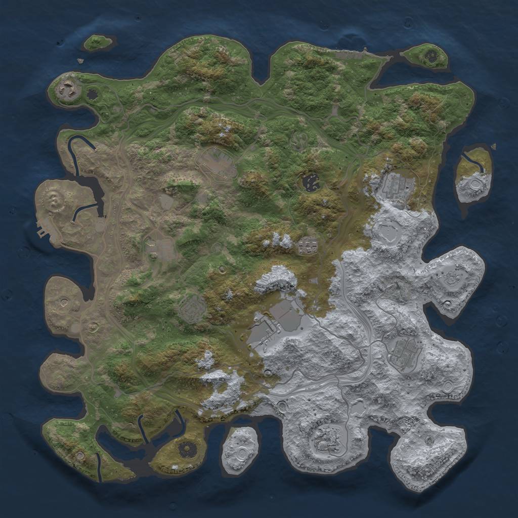 Rust Map: Procedural Map, Size: 4300, Seed: 648258, 19 Monuments