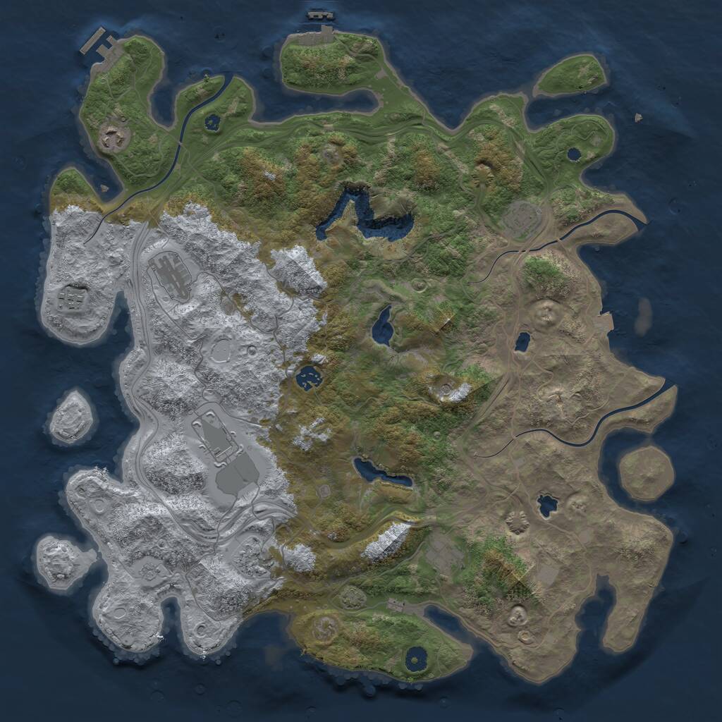 Rust Map: Procedural Map, Size: 4500, Seed: 1537005674, 14 Monuments