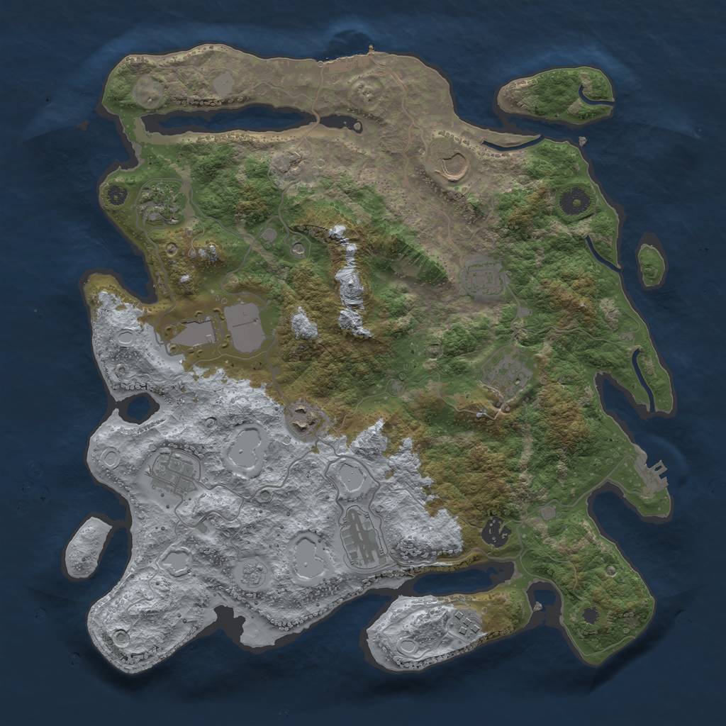 Rust Map: Procedural Map, Size: 3850, Seed: 5109423, 19 Monuments