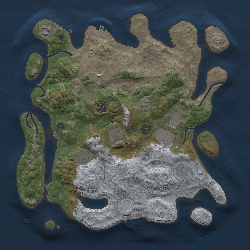 Rust Map: Procedural Map, Size: 3500, Seed: 538294840, 17 Monuments