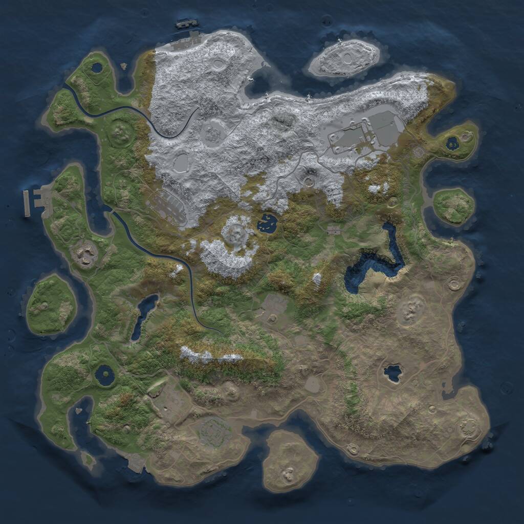 Rust Map: Procedural Map, Size: 4000, Seed: 1268909444, 13 Monuments