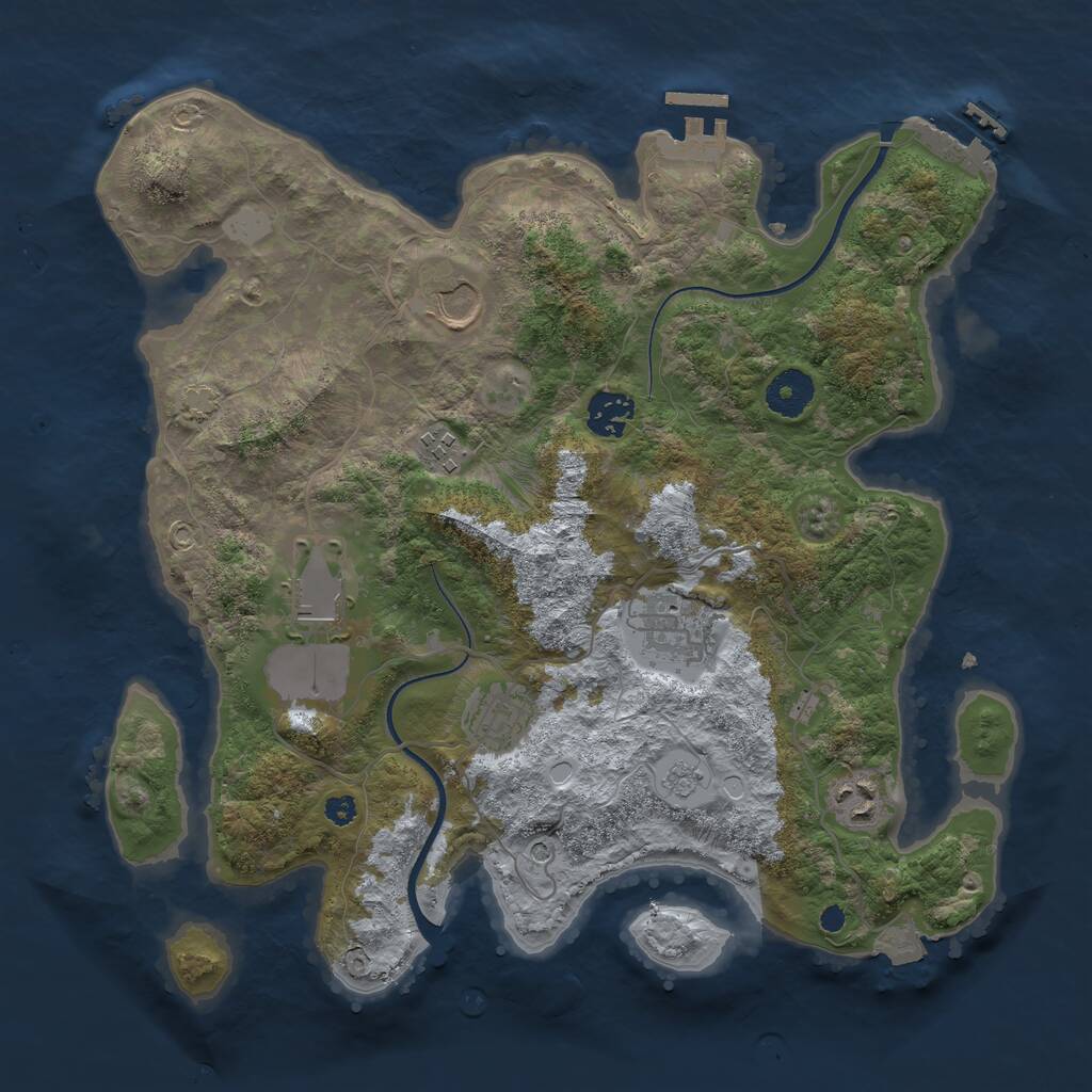 Rust Map: Procedural Map, Size: 3500, Seed: 486308764, 13 Monuments