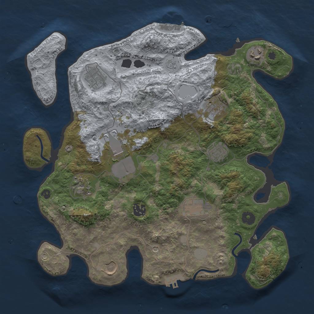 Rust Map: Procedural Map, Size: 3500, Seed: 5429894, 18 Monuments