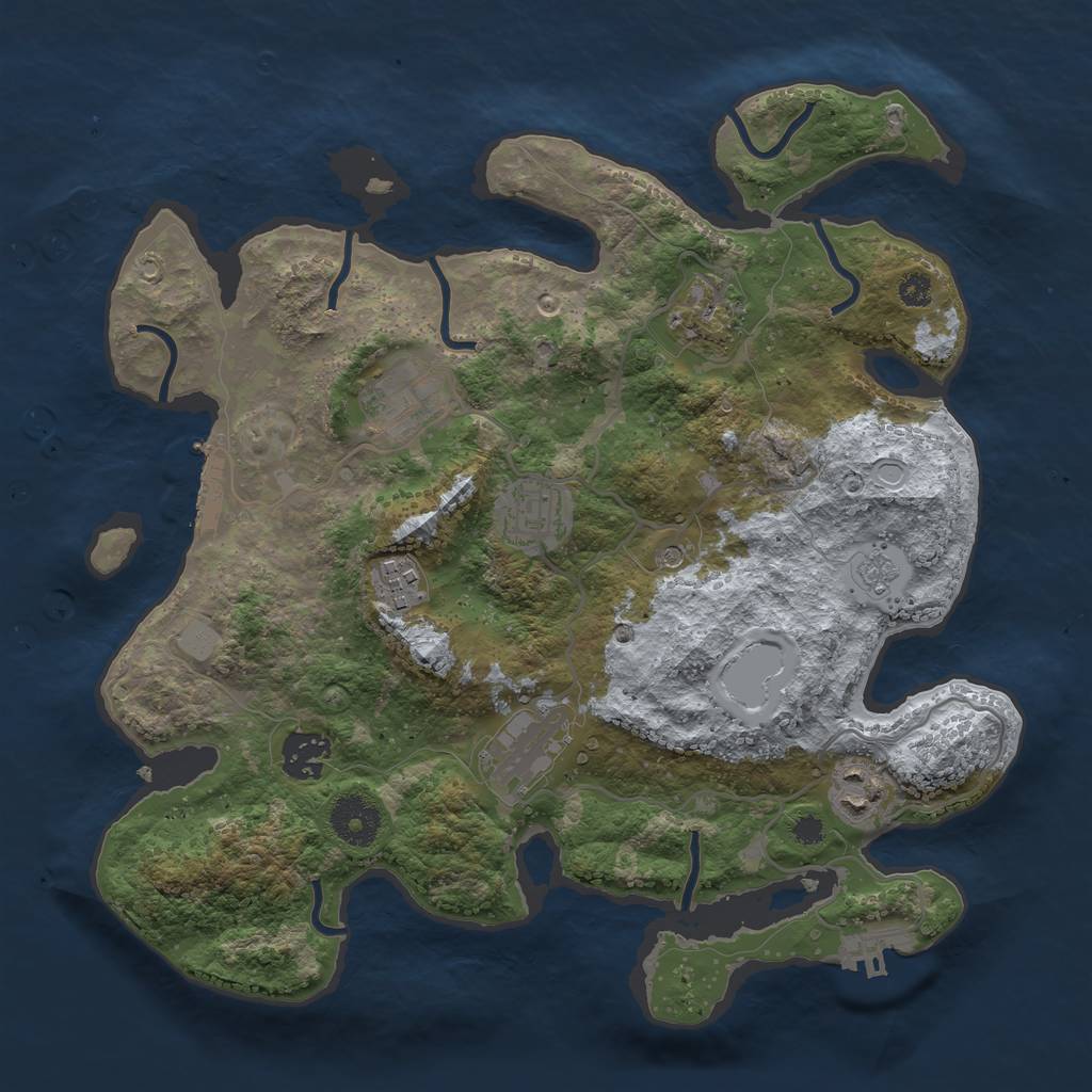 Rust Map: Procedural Map, Size: 3300, Seed: 64, 16 Monuments