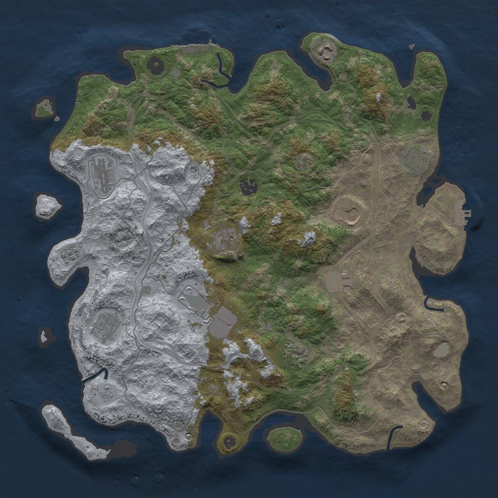 Rust Map: Procedural Map, Size: 4250, Seed: 714398818, 20 Monuments