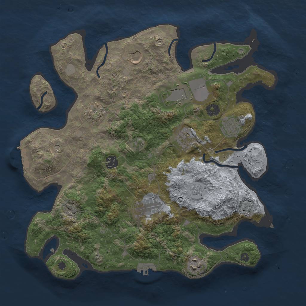 Rust Map: Procedural Map, Size: 3500, Seed: 1249475310, 18 Monuments