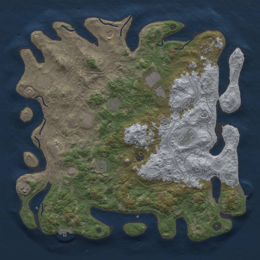 Rust Map: Procedural Map, Size: 4500, Seed: 1993854430, 20 Monuments