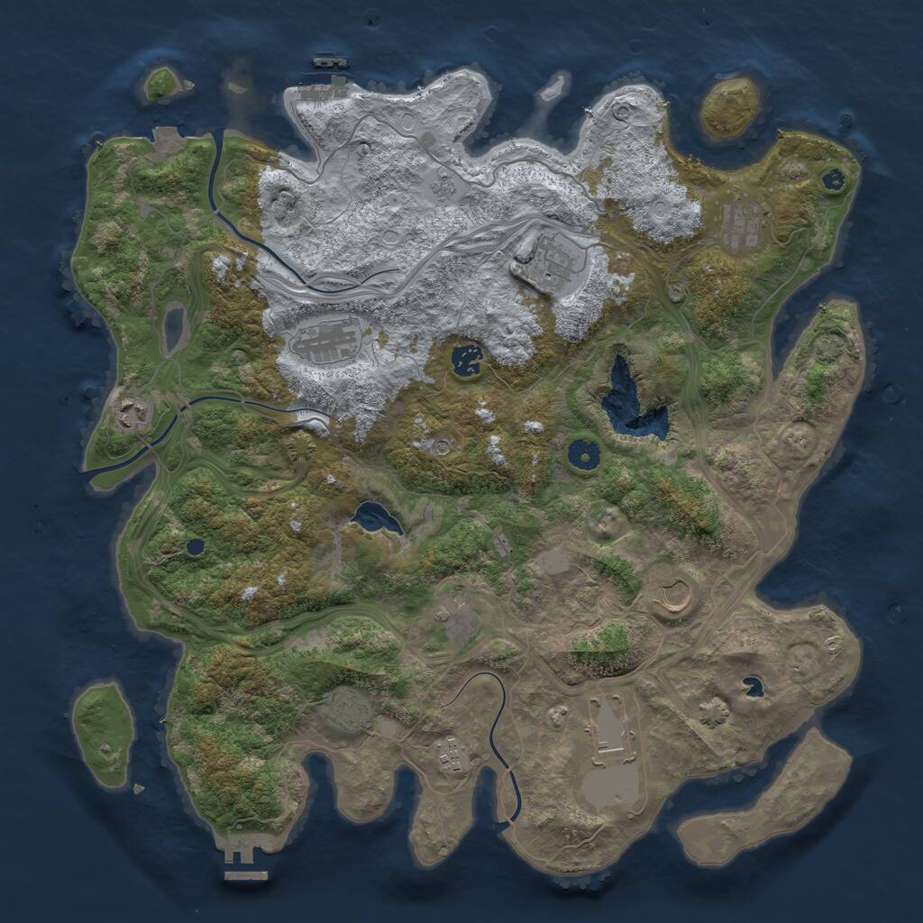 Rust Map: Procedural Map, Size: 4350, Seed: 88875433, 16 Monuments