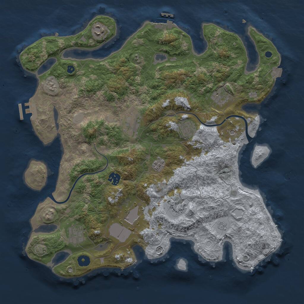 Rust Map: Procedural Map, Size: 3800, Seed: 5456688, 15 Monuments