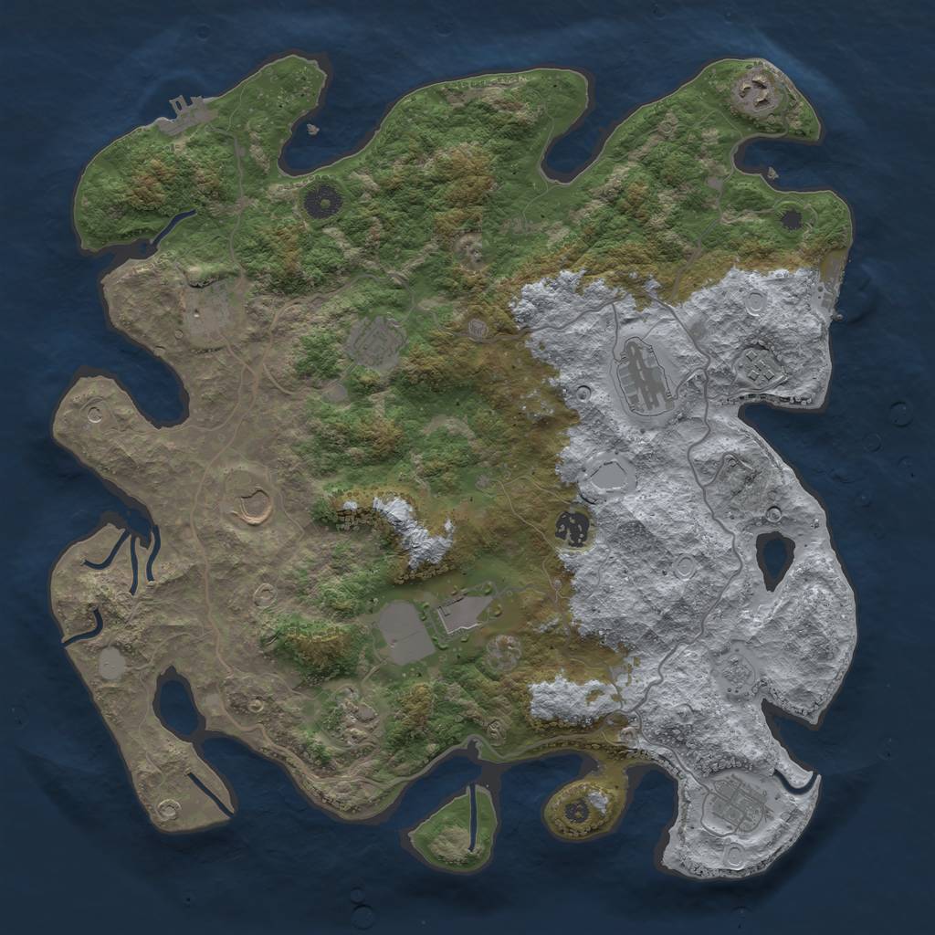 Rust Map: Procedural Map, Size: 4000, Seed: 842032130, 19 Monuments