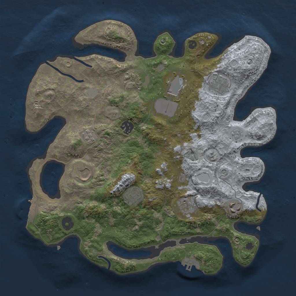 Rust Map: Procedural Map, Size: 3500, Seed: 682173704, 18 Monuments